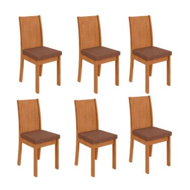 Imagem de Conjunto com 6 Cadeiras Athenas Revestimento Sintético Avelã e Amêndoa