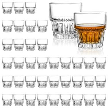 Imagem de SUN GKOTTA Conjunto de 40 copos de shot de 142 g, copos de pedra de base pesada a granel, copo de uísque empilhável para degustação de café expresso, copos para bourbon, suco, água, cortado