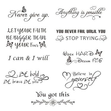Imagem de 9 peças de vinil citações adesivos de parede inspiradores adesivos de parede decalque motivacional nunca desista de qualquer coisa é possível decoração de arte para quarto, sala de estar, escritório