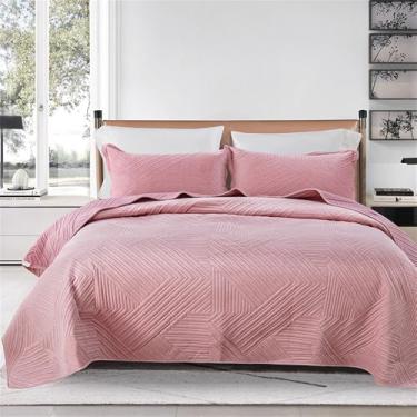 Imagem de Conjunto de Edredom de Veludo Macio com Bordado, Colcha Leve e Acolchoada, Q01, Conjunto de 3 Peças 220x240cm