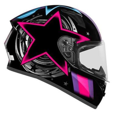 Imagem de Capacete Feminino Ebf Xtroy FF 526 Cosmic Preto e Rosa Fechado Moto-Feminino