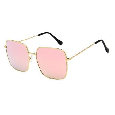 Imagem de Óculos de Sol Punk com Armação Grande de Metal, Unissex, Proteção UV400, Ideais para Esportes ao Ar Livre, Corrida e Ciclismo, Dourado e Rosa