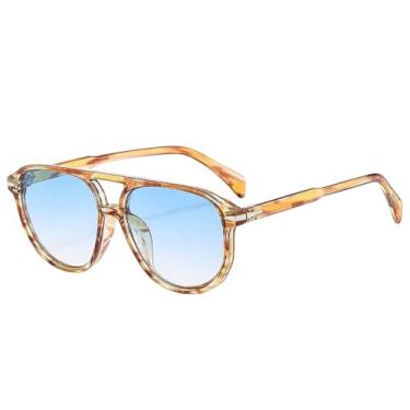 Imagem de Óculos de Sol UV400 - Cores Vibrantes, Ponte Dupla, Rebites, para Homens e Mulheres, Esportes ao Ar Livre, Corrida, Ciclismo, Listras Azul Chá