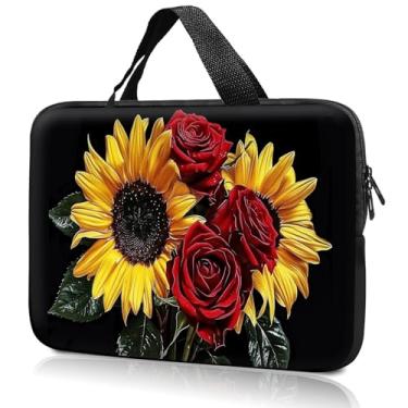 Imagem de Bolsa para laptop de 14 polegadas e 38 cm, bolsa para computador, 36 cm e 39 cm, capa compatível com Dell, Lenovo, Toshiba HP, Asus Notebook Messenger Pasta - girassol rosa