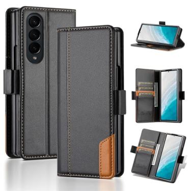 Imagem de Asuwish Capa de celular para Samsung Galaxy Z Fold 3 5G 2021 capa carteira com suporte para cartão de crédito com suporte de bloqueio RFID Slim Rugged Cell Accessories ZFold3 Z3 Fold3 ZFold 3Z