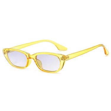Imagem de Óculos de Sol Femininos Candy Colors Cat Eye com Armação Pequena e Proteção UV400 para Esportes ao Ar Livre, Corrida e Ciclismo, Amarelo e Cinza