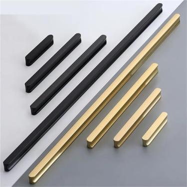 Imagem de HTNAFONI Maçaneta dourada para armário de vinho, perfil de alumínio, puxador de porta, gaveta, puxador alongado, preto, ferragens para móveis, 1 peça (6826-preto-480 mm)