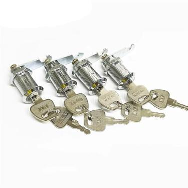 Imagem de Trava de gaveta com 2 chaves para porta caixa de correio, armário de ferramentas, ferragens para móveis, HJ03, 4 peças (chave diferente x 20 mm)