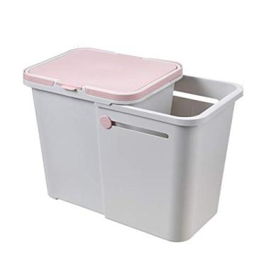 Imagem de Caixote do lixo expansível lata de lixo doméstica grande lata de lixo com tampa caixa de lixo fechada coberta por empurrar lata de lixo de plástico caixote do lixo