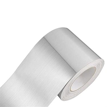 Imagem de Faixa de borda de parede autoadesiva de 5 metros, decoração de borda de parede, painéis de parede de PVC, borda de teto, moldura de porta, linha de cintura, decoração de interiores (prata escovada, 15