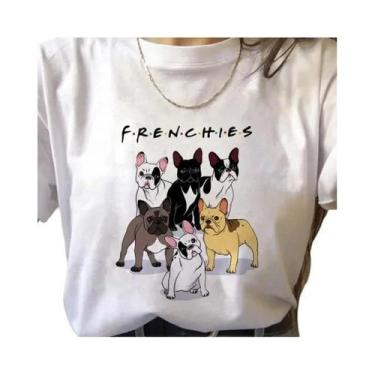 Imagem de Camiseta plus Size Bulldog Francês Kawaii Harajuku Feminina Com Estamp