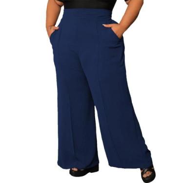 Imagem de Calça Social Plus Size Pantalona Não Amassa Duna Com Forro e Bolso Tec