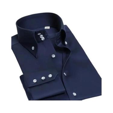 Imagem de Camisa Social Masculina Slim Fit Não Amassa Com Gola Formal Casual Bra