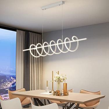 Imagem de Luminária de mesa LED pendente para sala de jantar, sala de estar, com intensidade regulável, design moderno, controle remoto, lustre para cozinha e escritório (branca, 100 cm de comprimento