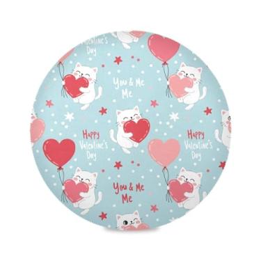 Imagem de Wassud Jogo americano com balões de gatos brincalhões tapetes de mesa redondos para cozinha e jantar tapetes laváveis resistentes ao calor decoração de mesa 39 cm