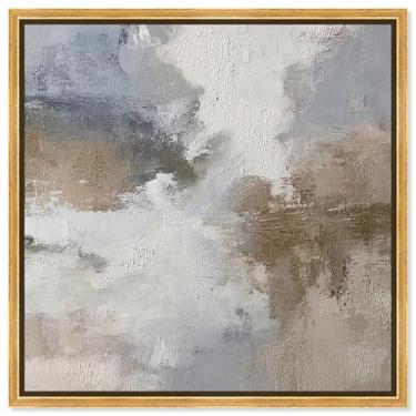 Imagem de Decoração de parede minimalista com impressão em tela Gesso Impressions I da Art Remedy, moldura dourada, 76 x 76 cm