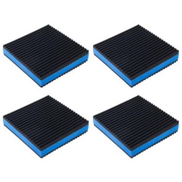 Imagem de CLAHJQX 4 peças de almofada antivibração de borracha de 10 x 10 x 20 cm, resistente com nervuras e tapetes de isolamento central de EVA azul para HVAC/compressor de ar/lavadora e secadora/unidades de
