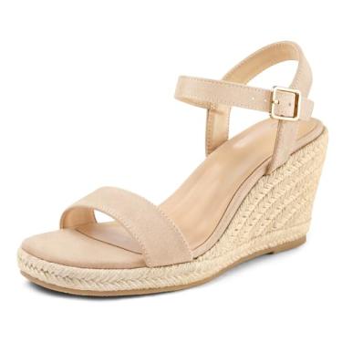 Imagem de mysoft Sandálias femininas plataforma espadrille Wedge, Nude., 37