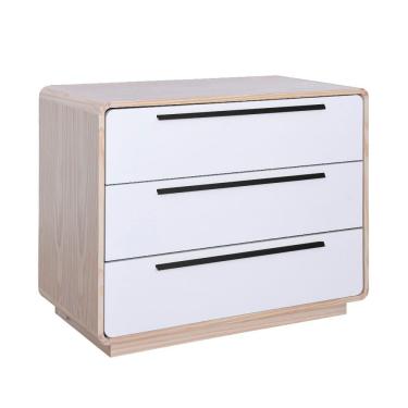 Imagem de Cômoda Wave 3 Gavetas com Puxadores Preto - Natural e Branco