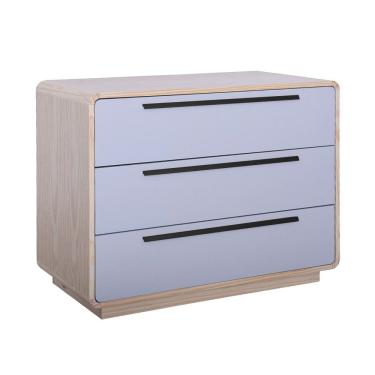 Imagem de Cômoda Wave 3 Gavetas com Puxadores Preto - Natural e Cinza