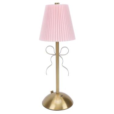 Imagem de ZJchao Candeeiro de Mesa de, Candeeiro de Mesa LED Bonito Com Decoração de Romântico e Abajur de Tecido para Quarto, Sala de Estar, Casa de Hóspedes (Rósea)