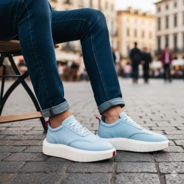 Imagem de Tênis Sneaker Masculino Couro Premium Solado Alto Urbano-Masculino