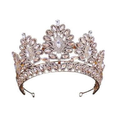 Imagem de Tiara De Noiva Barroca Com Strass, Coroa De Casamento De Luxo Com Cris