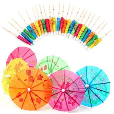 Imagem de Kit 60 Palitos Para Enfeite Drinks Bebidas Coquetel Sombrinha Guarda-c