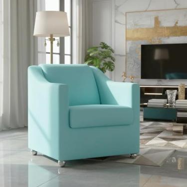 Imagem de Poltrona Decorativa Mila Confortável Para Sala Recepção Consultório Escritório Manicure Cadeira Reforçada Para Sala De Espera Pés Cromado - Clique E Decore (Azul Turquesa)