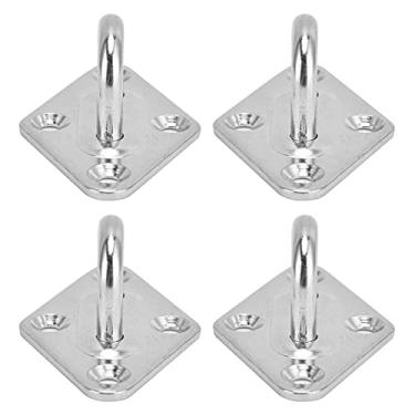 Imagem de 4 peças de placa de olho de aço inoxidável 304, gancho de montagem de teto de parede com superfície escovada, para redes, balanços, equipamentos esportivos, decorações