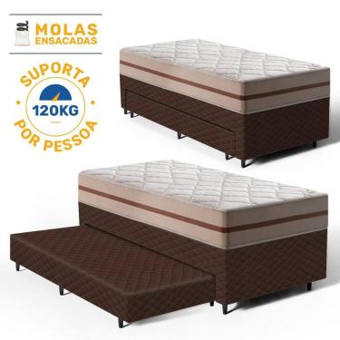 Imagem de Cama Box com Colchão de Classic Molas Ensacadas + Auxiliar de Espuma Unique Solteiro 88cm