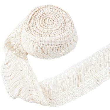 Imagem de GORGECRAFT 58 mm de largura franja de algodão guarnição 4,6 m boho macramê borla fita bege guarnições de renda para roupas cortina cobertor fronha enfeites decoração de casa artesanato de costura DIY