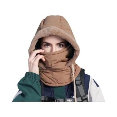 Imagem de Balaclava Unissex Quente De Pelúcia Com Cachecol De Pescoço E Máscara 