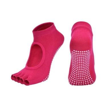 Imagem de Meias De Algodão Antiderrapantes Para Yoga E Pilates Femininas, Respir