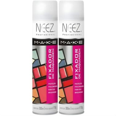 Imagem de Kit 2X Fixador De Maquiagem Profissional Neez Spray Alta Duração Proteção Hidratante 300ml