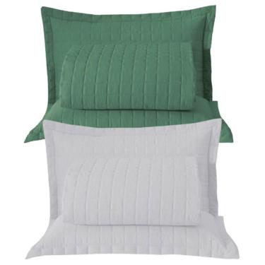 Imagem de Combo 2 Kit Cobre Leito Colcha Monaco Queen Dupla Face - Verde - Branco
