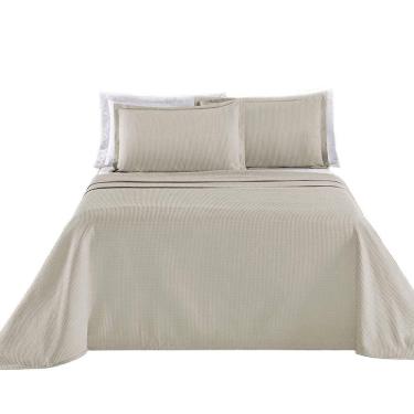 Imagem de Kit Cobre Leito Colcha Lavinne Queen Dupla Face - Cáqui