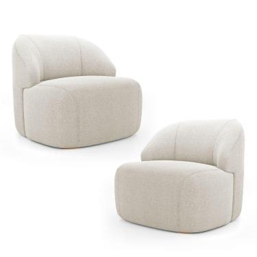 Imagem de Kit 02 Poltronas Decorativas Kaya Orgânica Bouclê Bege - Abmaza
