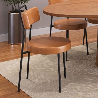 Imagem de Kit 04 Cadeiras Sala De Jantar Kobe Estofada Com Encosto Couríssimo Whisky - Abmaza