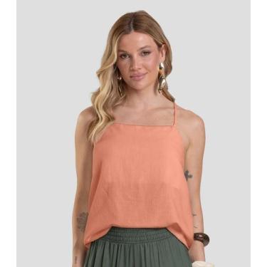 Imagem de Regata Feminina em Tecido Linho Dianna Laranja, G, Laranja
