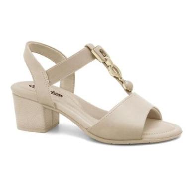 Imagem de Sandália Feminina Comfortflex Confortavel Casual Salto Bloco Médio Pedras Ref: 57302-Feminino