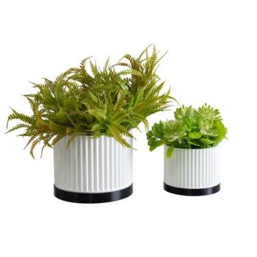 Imagem de Dupla Cachepot Cascata - Realce - Galanta, Branco, Preto