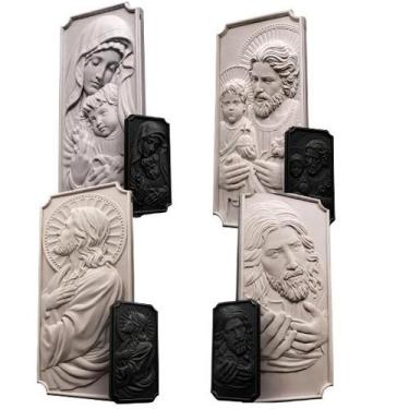 Imagem de Kit 4 moldes quadros religiosos em gesso e cimento abs - atacadão das 