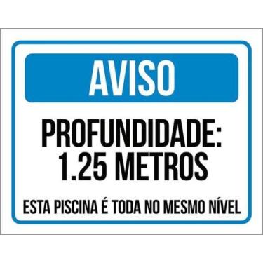 Imagem de Kit 10 Placas - Aviso Profundidade 1,25 Metros - Sinalizo