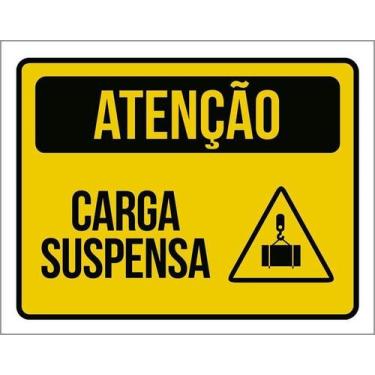 Imagem de Kit 5 Placa Acm Atenção Carga Suspensa Ícone 18X23 - Sinalizo