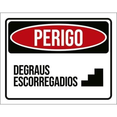 Imagem de Placa Sinalização Perigo Degraus Escorregadios Ícone 27X35 - Sinalizo