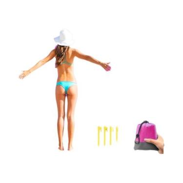 Imagem de Grande Tapete De Praia Impermeável 200x210cm, Dobrável, Livre De Areia