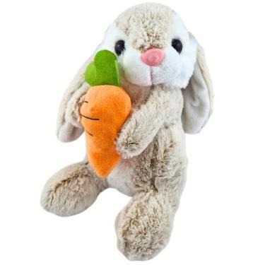 Imagem de Coelho de Pelúcia Realista Com Cenoura Coelhinho Páscoa - Nikity Toys,