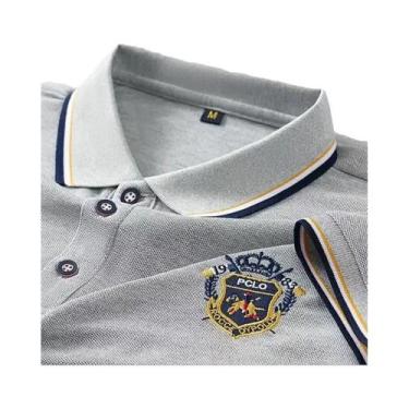 Imagem de Camiseta Polo Masculina Oversized De Verão Com Bordado, Leve E Respirá