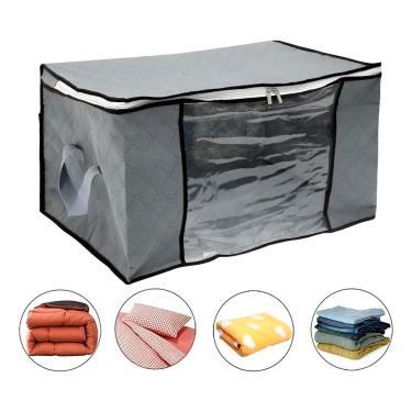 Imagem de Saco Organizador Bolsa Roupas Cobertas Multifuncional Com Alças Reforçadas E Zíper – Roupas, Closet E Armário Cinza